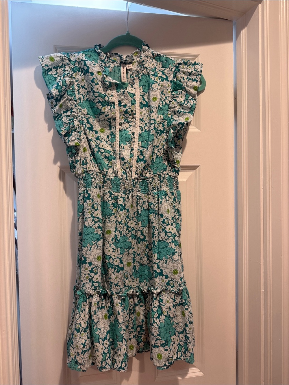 Janie and Jack Teal Floral Ruffle Top